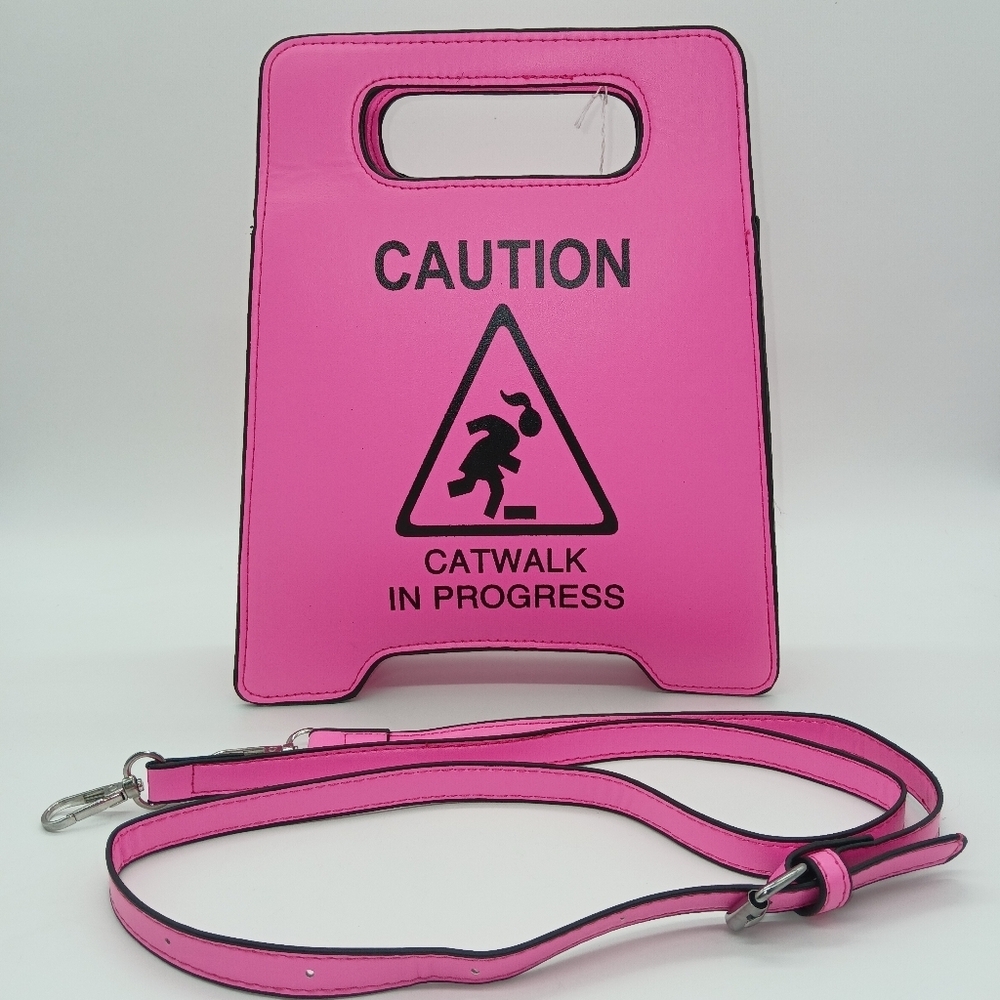 Caution Sign Faux Leather Crossbody/Shoulder Handbag​​